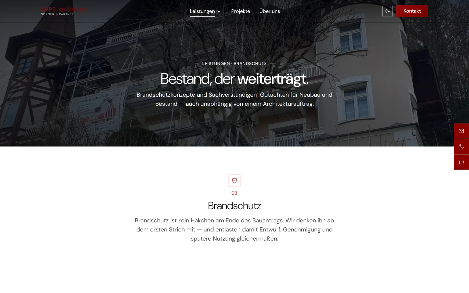 Leistungsseite Brandschutz von APPS Architekten