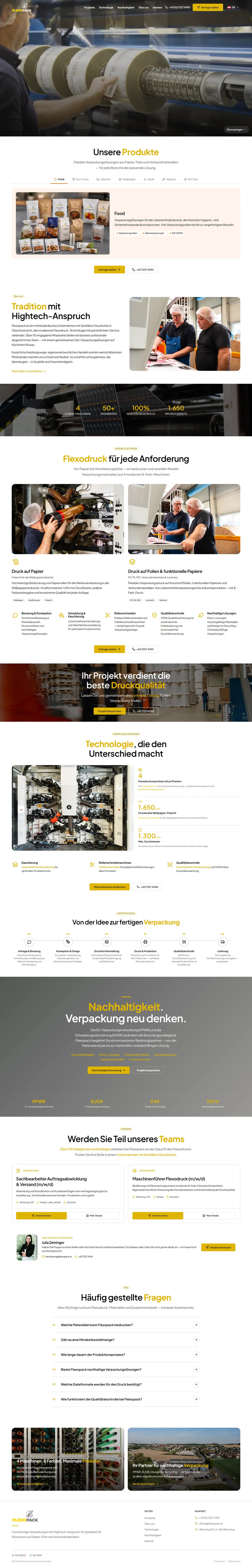 Die komplette Startseite von Flexopack am Stück